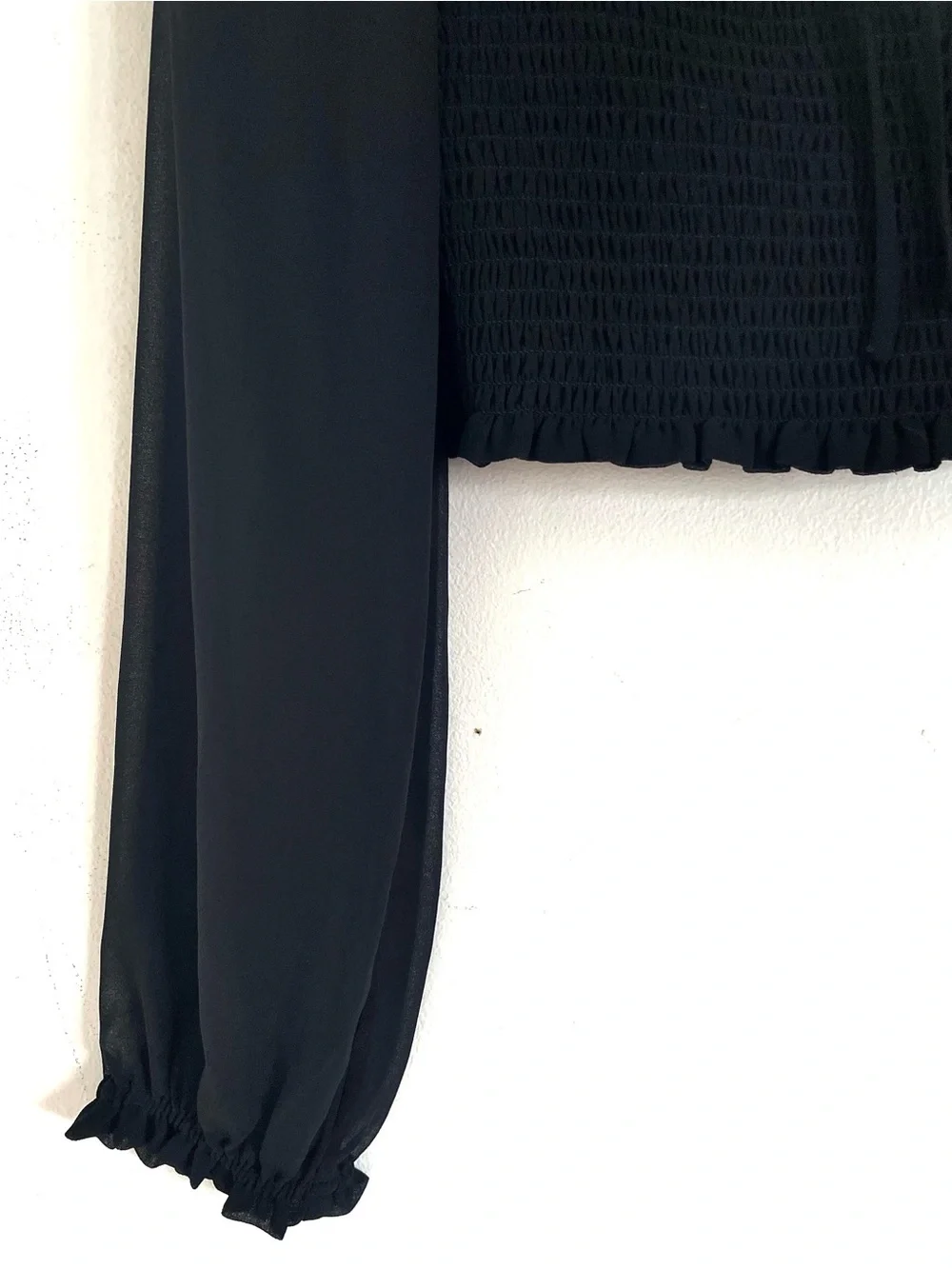 Artizia Wilfred Saga Smocked Chiffon Prairie Blouse in Black Size M EUC